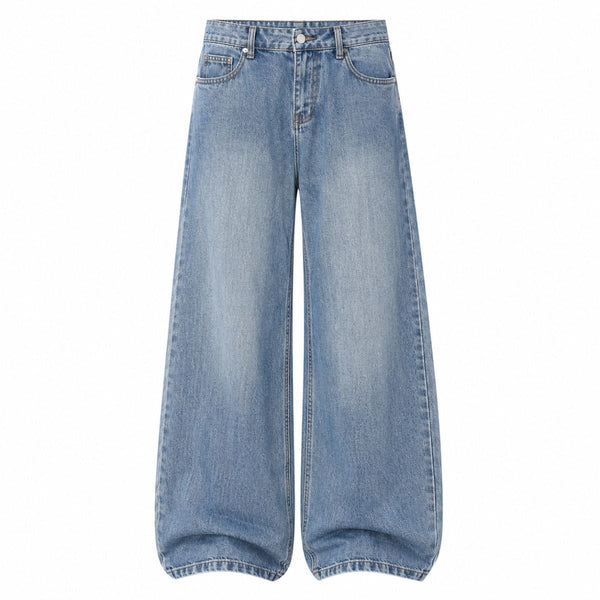 Retro Light Wash Oversized Straight Leg Denim Jeans