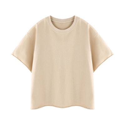 Snowflake Washed Raw Edge Boxy Cropped Tee