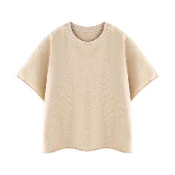 Snowflake Washed Raw Edge Boxy Cropped Tee