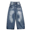 Distressed Pocket Barrel Leg Denim Jeans