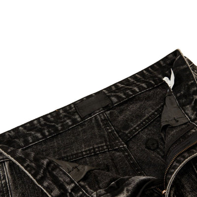 Men's Distressed Washed Denim Wide Leg Pants Punk Paint Splatter