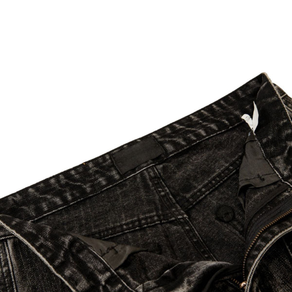 Men's Distressed Washed Denim Wide Leg Pants Punk Paint Splatter