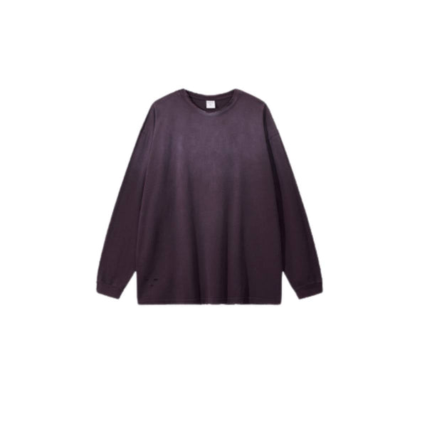 Retro Raw Edge Relaxed Fit Pure Cotton Long-Sleeve Tee 275gsm