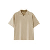 Vintage Snow Washed Waffle Knit V-Neck Polo Tee