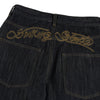 Embroidered Black Washed Baggy Jeans