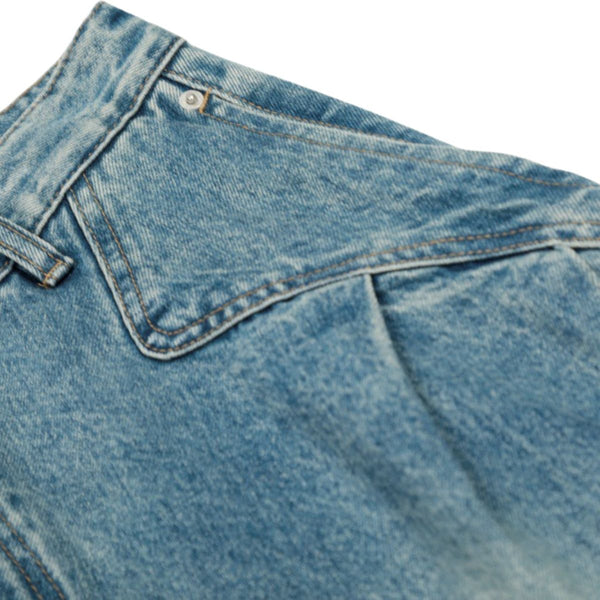 Men's Washed Denim Punk Wide-Leg Work Pants