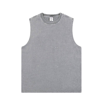 Acid Wash Raw Edge Sleeveless Tee