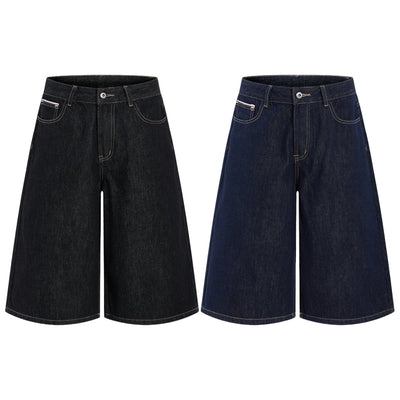 Vintage Loose Straight-Leg Denim Bermuda Shorts