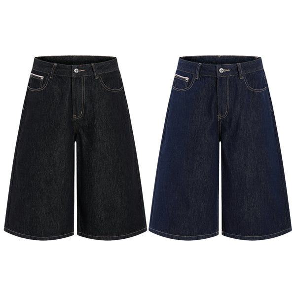 Vintage Loose Straight-Leg Denim Bermuda Shorts