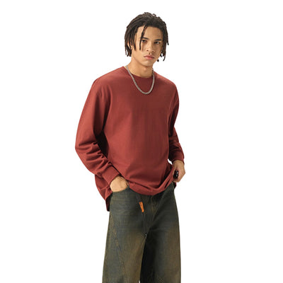 Solid Loose Fit Long-Sleeve Cotton T-Shirt 9.15oz