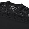 Openwork Lace-Stitching V-Neck Boxy Tee