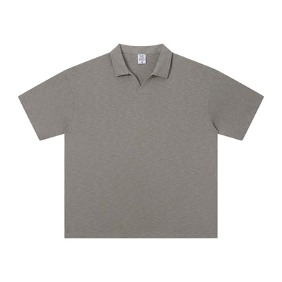 Retro Boxy Wool Blend Seagull Collar Polo Shirt