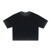 Washed Cotton Boxy Cropped Crew Neck Tee
