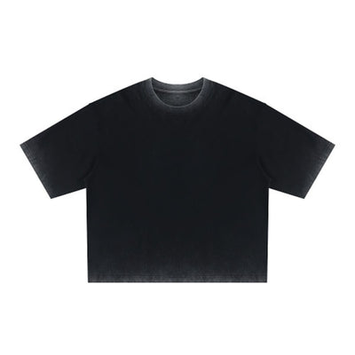 Washed Cotton Boxy Cropped Crew Neck Tee