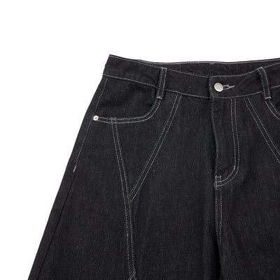 Vintage Washed Paneled Barrel-Leg Baggy Jeans