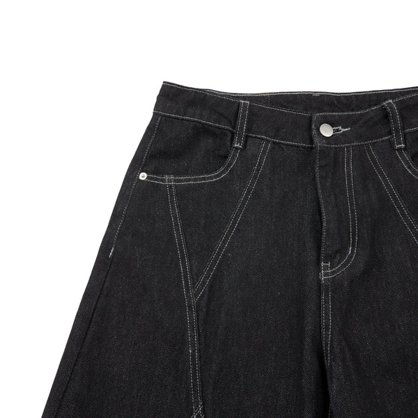 Vintage Washed Paneled Barrel-Leg Baggy Jeans