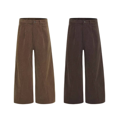 Ins Style Washed Corduroy Striped Relaxed Wide Leg Pants