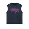 Neon Pink Graffiti Graphic Sleeveless Faded Tee-INNBLAC
