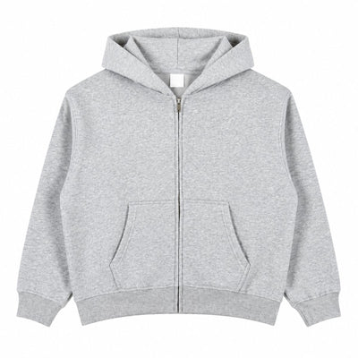 Boxy Cropped 340G Thermal Fleece Zip Hoodie