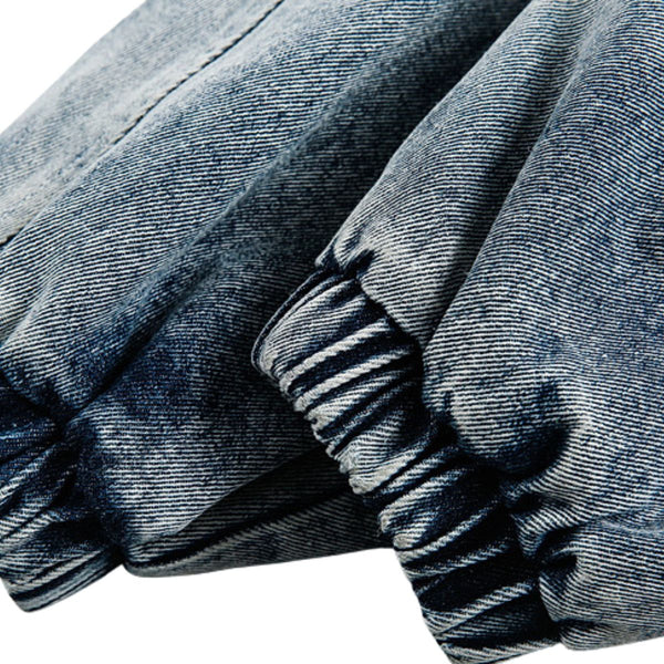 Heavyweight American Washed Distressed Denim Jacket with Flouncing