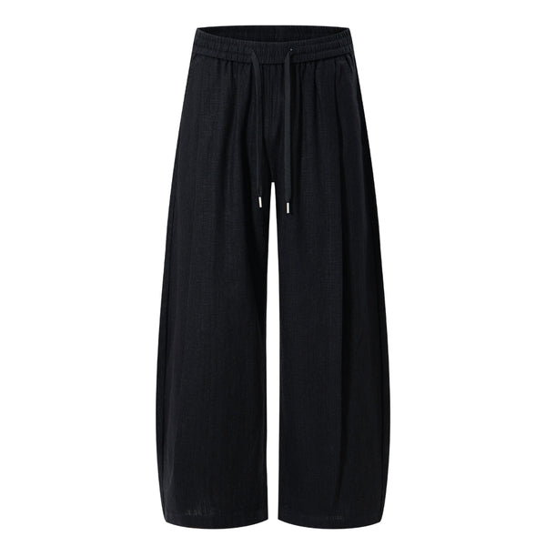 Solid Tint Linen-Blend Barrel Pants