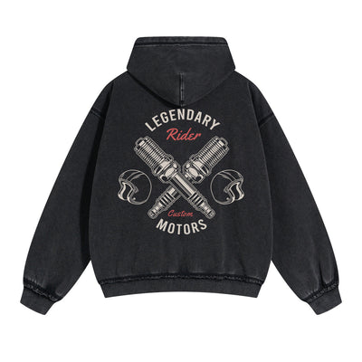 Legendary Rider Graphic Double Slider Zip Hoodie-INNBLAC