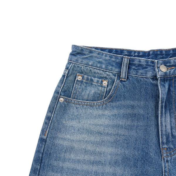 Retro Wash Ripped Wide Leg Denim Jeans