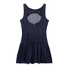 Low-Cut Back Ruffle Mini Denim Dress