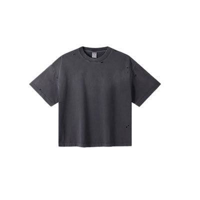 Oversized Heavy Washed Destroyed Cotton Tee
