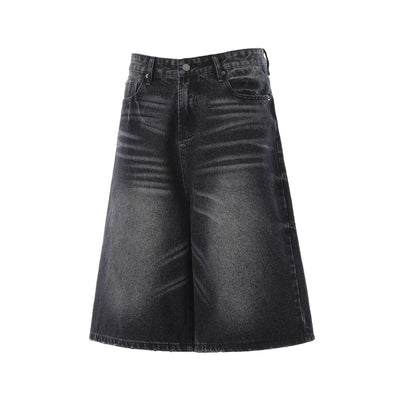 Vintage Washed Wide Leg Denim Shorts