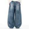 Vintage Washed Light Blue Carpenter Wide-Leg Jeans