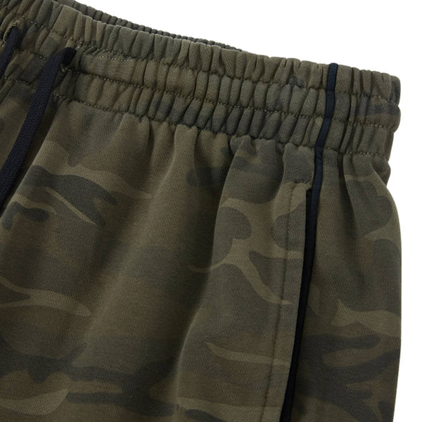 Heavyweight Camouflage Stripe Patchwork Drawstring Straight Leg Sweatpants