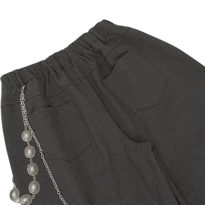 Basic Striped Metal Hook Relaxed Ins Trousers