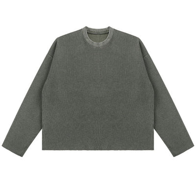 Heavyweight Washed Waffle Cotton Long Sleeve Tee 340G