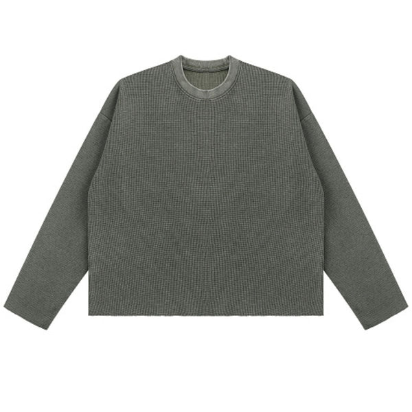 Heavyweight Washed Waffle Cotton Long Sleeve Tee 340G