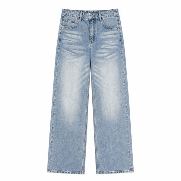 Light Fade Vintage Straight Cut Denim Jeans