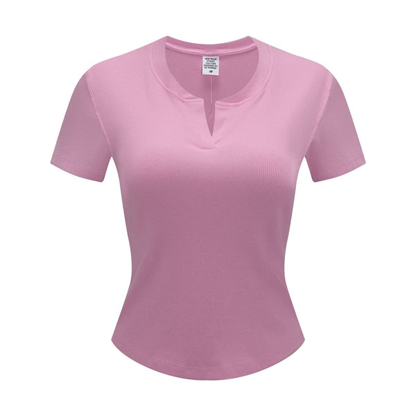 Women’s Retro Wash Fitted Stand Collar Tee