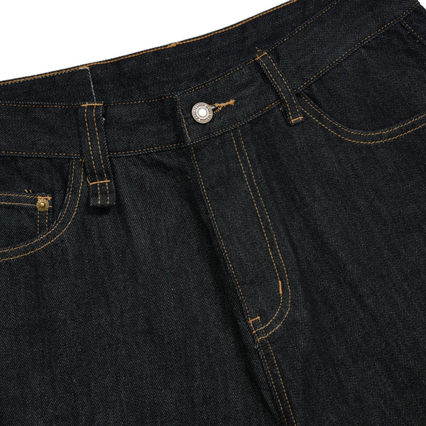 Raw Loose Straight-Leg Bermuda Washed Denim Shorts