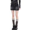 Dark Wash Faded Denim Mini Skirt