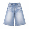 Vintage Wash Straight Leg Denim Shorts