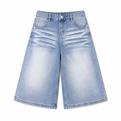 Vintage Wash Straight Leg Denim Shorts