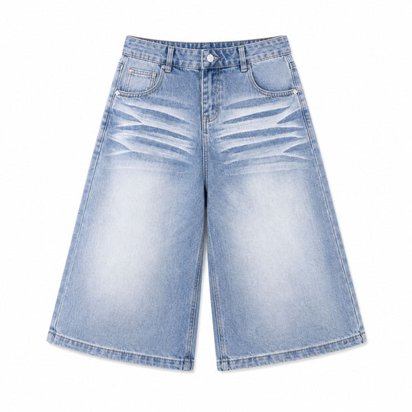 Vintage Wash Straight Leg Denim Shorts
