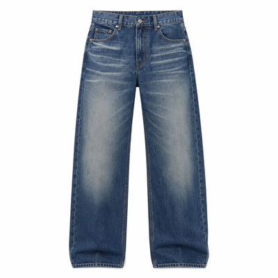 Vintage Whiskered Straight-Leg Denim Jeans