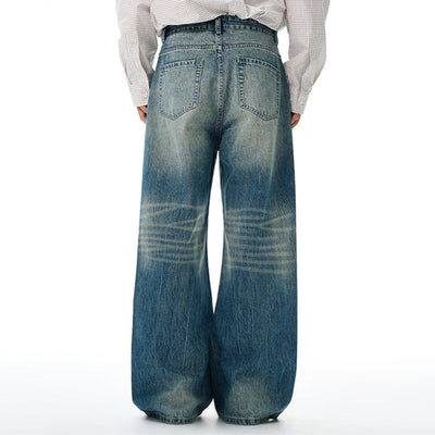 Vintage Light Wash Wide Leg High Rise Jeans