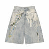 Vintage Graphic Print Relaxed Fit Denim Capri Shorts