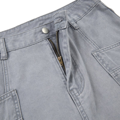 Vintage Washed Baggy Curved-Leg Cargo Pants