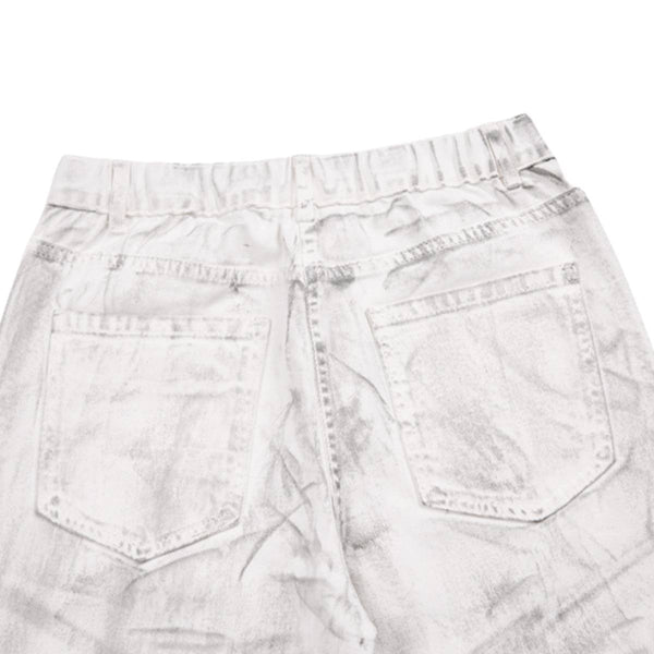Graffiti Spray Washed Baggy Flared Denim Pants