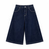 Raw Indigo Wide Leg Denim Shorts