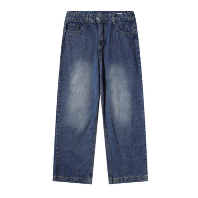 Vintage Washed Baggy Straight-Leg Denim Jeans
