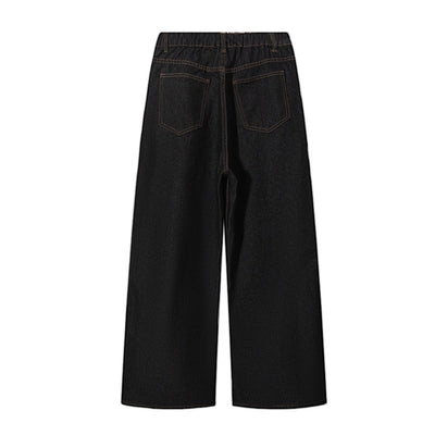 Raw Wash Wide Straight Denim Jeans